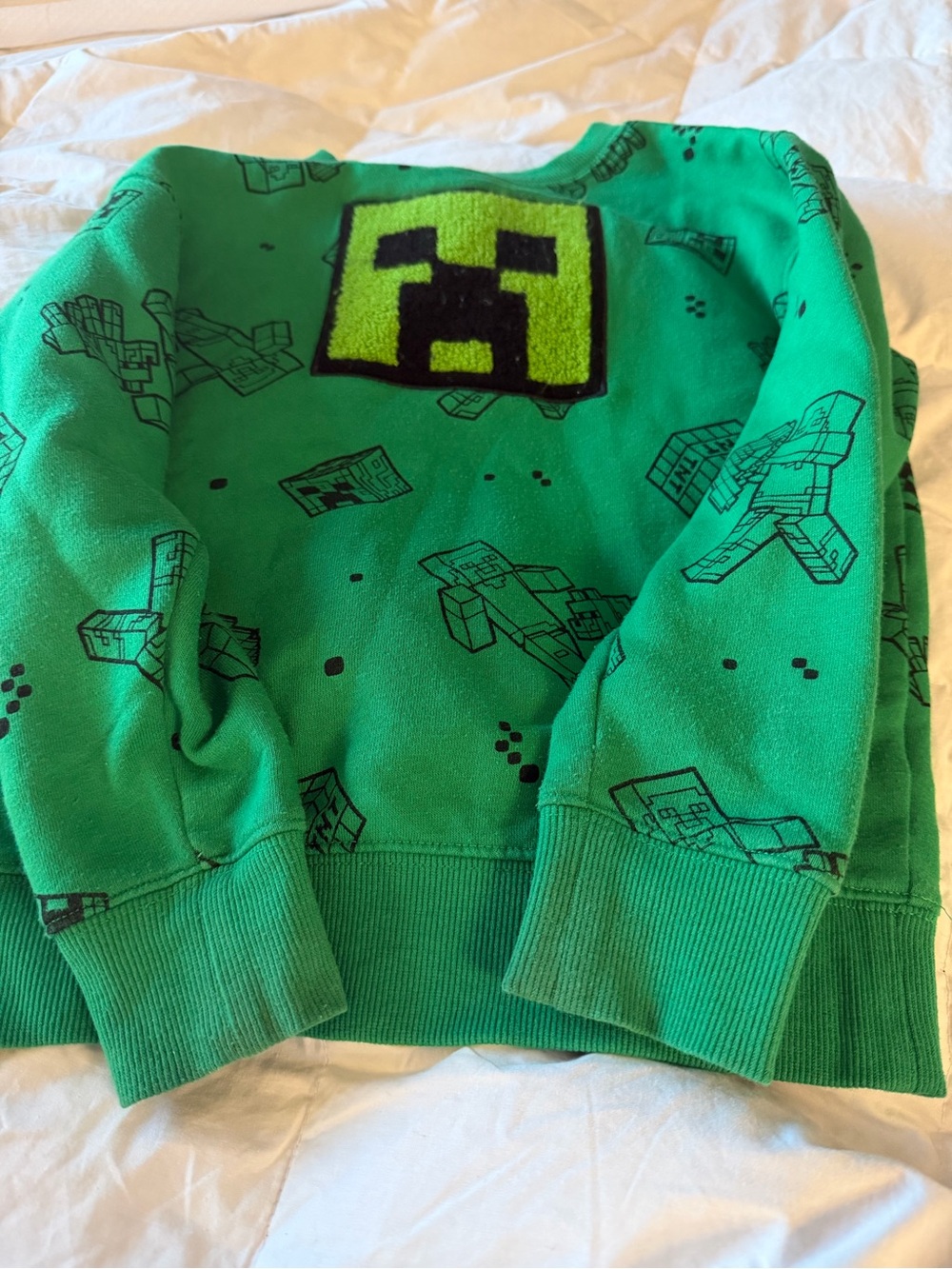 Kids Green Minecraft Creeper Pullover Hoodie